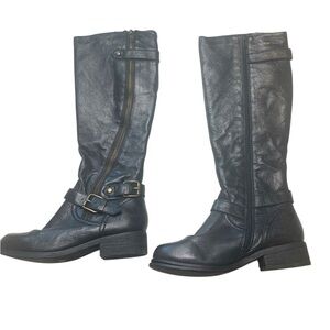 Steve Madden Black  Leather Knee High  Boots Size 6.5